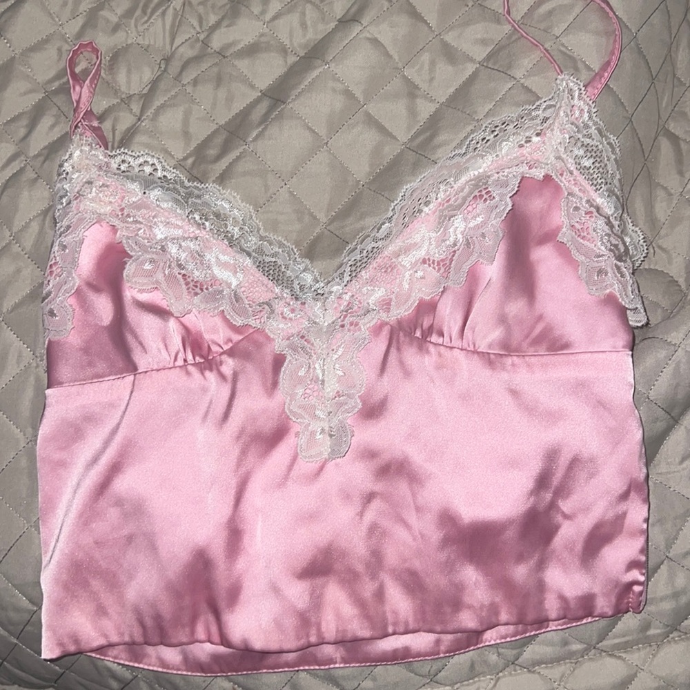 pink satin crop